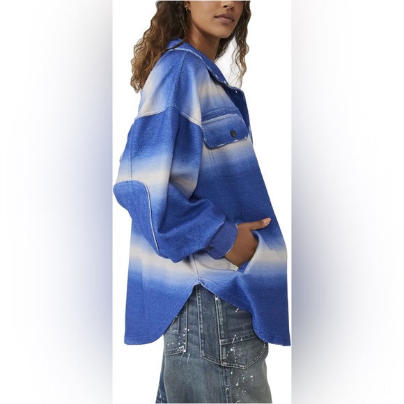 NWT Free People Ruby Jacket - Deep Sea Combo - Size XS Oversized - Picture 2 of 13